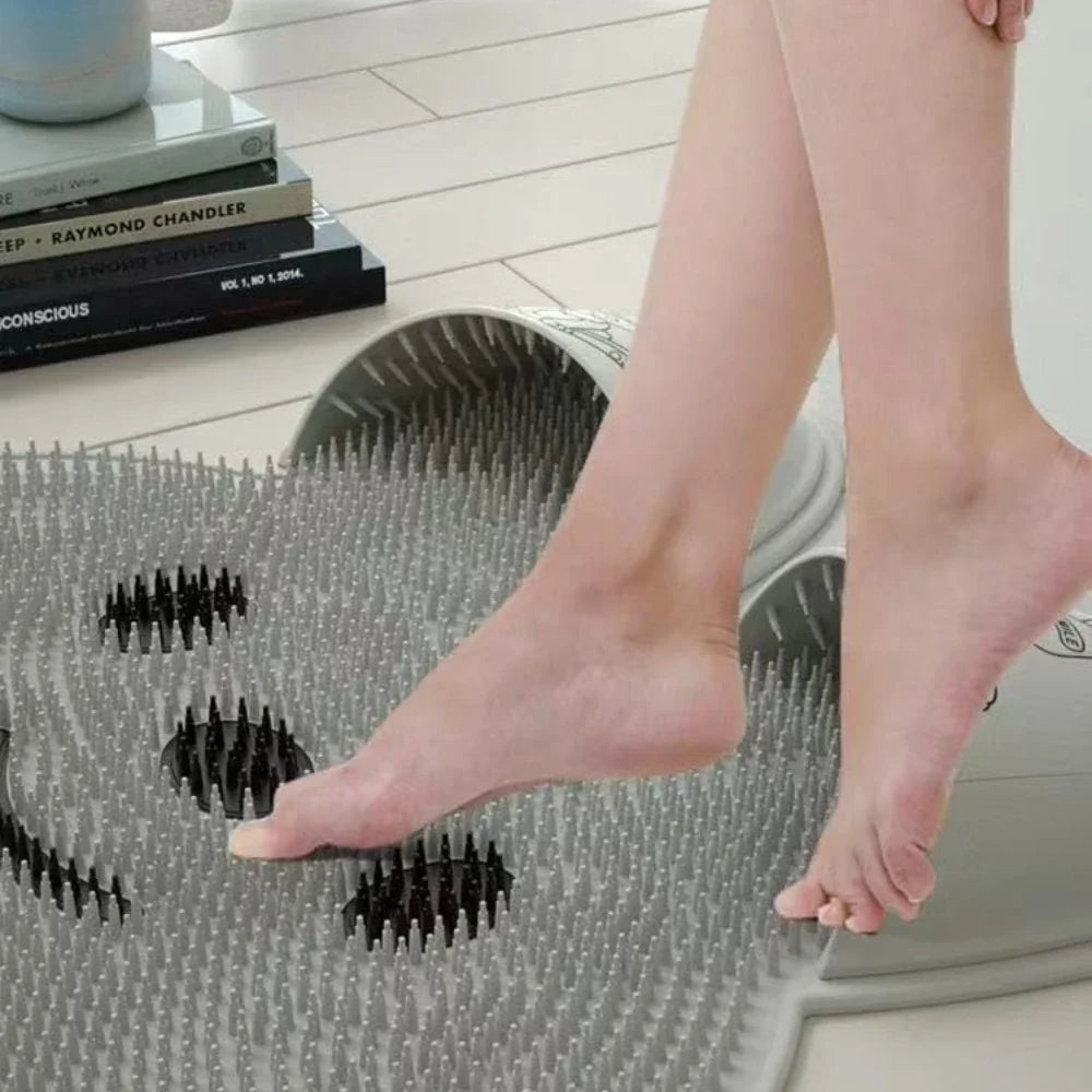 Bathroom Shower Anti Slip Mat Rabbit, Circular Massage Foot Mat, Back Suction Cup,Foot Scrubber, Back Scrubber, Anti Fall Device