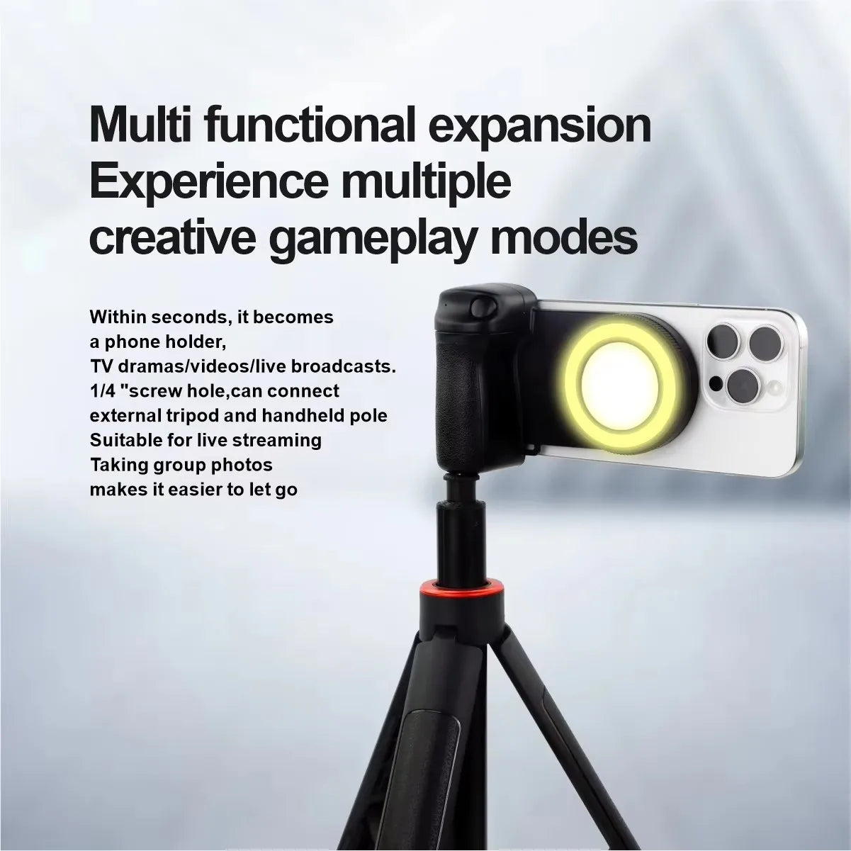 2026 MagSafe Smartphone Camera Shutter Grip Bluetooth Selfie Handle Camera Photo Stabilizer with Fill Light for Iphone Android