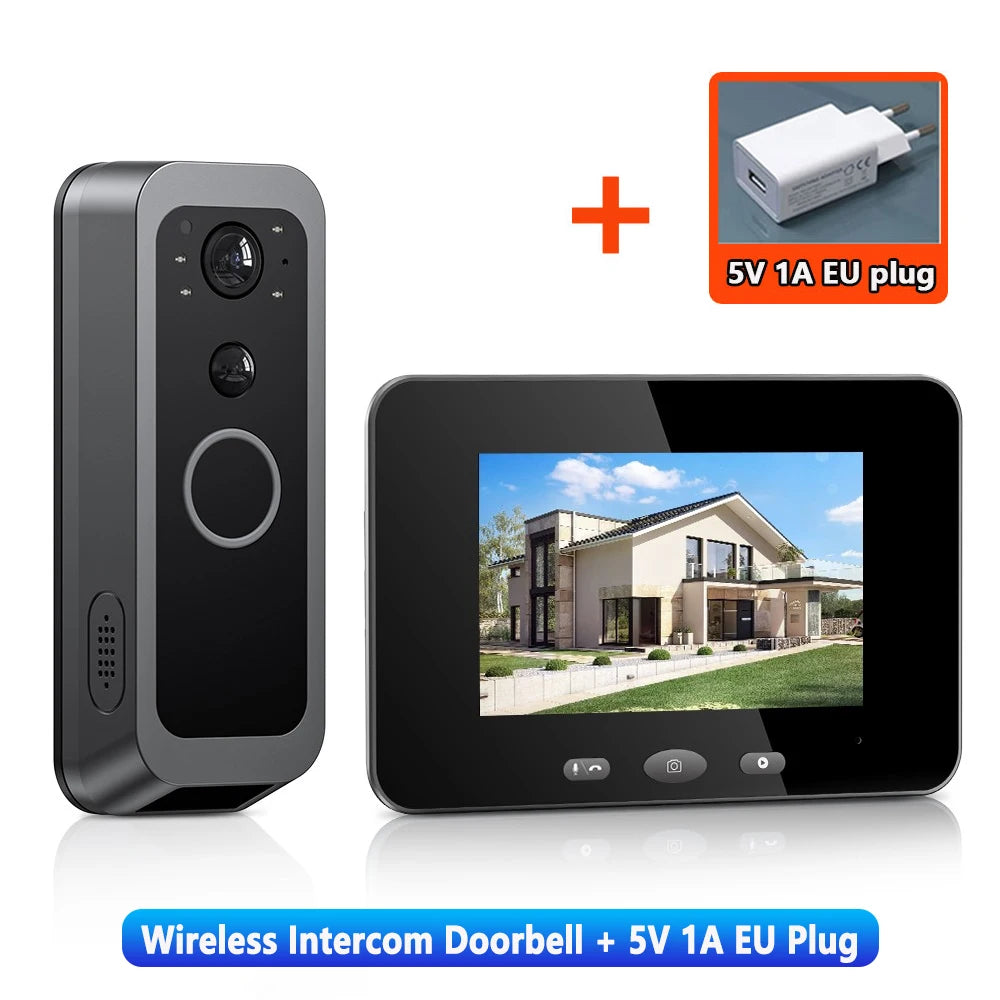 Hollarm Smart Two-way Intercom Doorbell Video Door Viewer Auto Recording No Network Request Waterproof Door Camera No APP/ WiFi