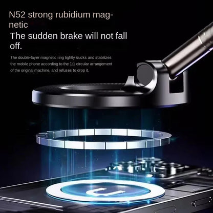 Strong Magnetic Car Phone Holder Foldable Magsafe Design 360° Adjustable Vacuum Mount for Car/Desk/Bathroom/Universal Use Metal