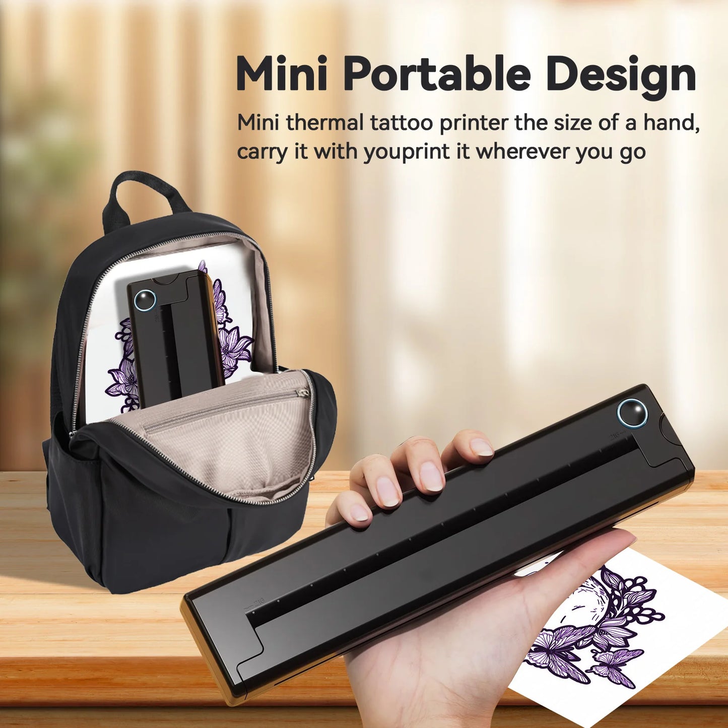 Portable A4 Thermal Printer Mini Tattoo Stencil Transfer Printer Multifunctional Tattoo Document Printer Wireless Bluetooth