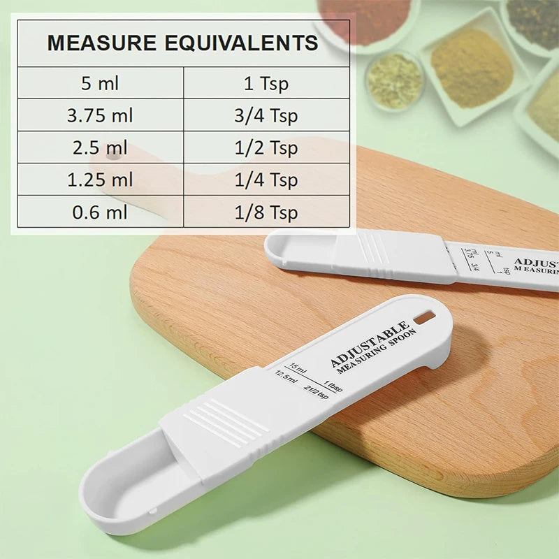Adjustable Measuring Spoon Plastic Measuring Spoons Set with Adjustable Scale Kitchen Baking Tablespoon and Teaspoon Set JT576