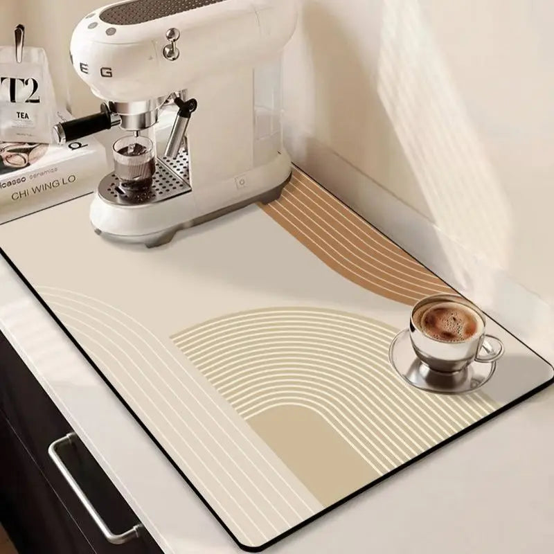 Dish Drying Mat Super Absorbent Dish Mat Drying Kitchen Mat with Floral Hide Stain Draining Mat for Kitchen Coffee Bar Decor