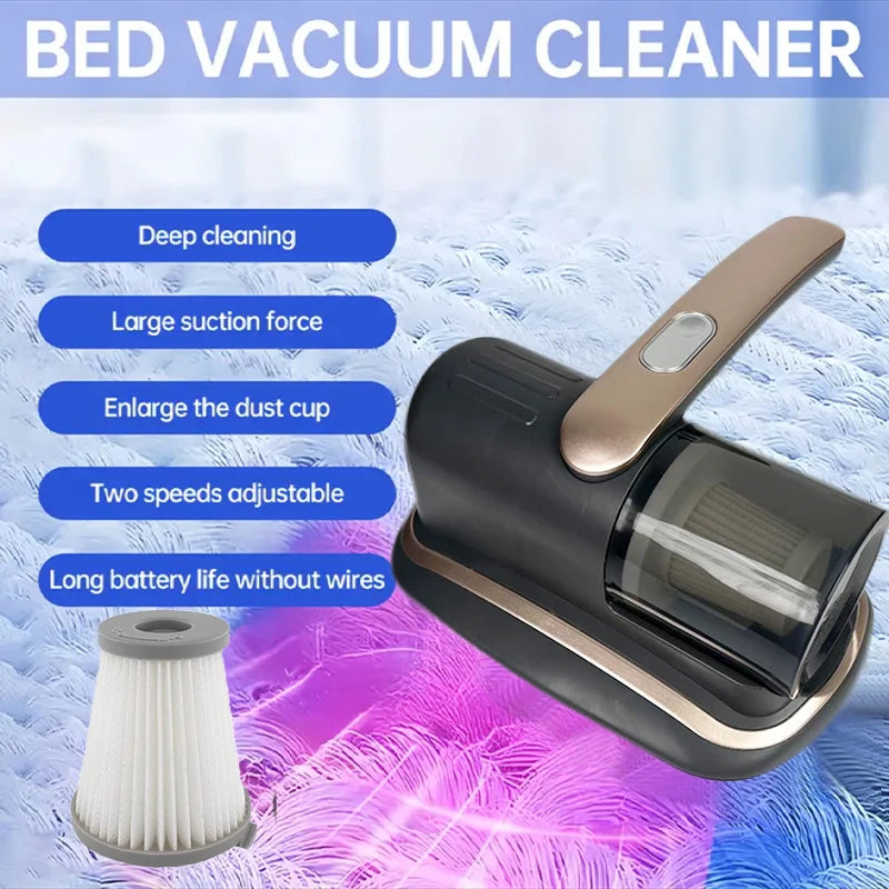 Wireless Handheld Mattress Vacuum Cleaner with UV-C Light HEPA Filter And Ultrasonic Vibration12KPa for Bed Sofa Car Seat Carpet