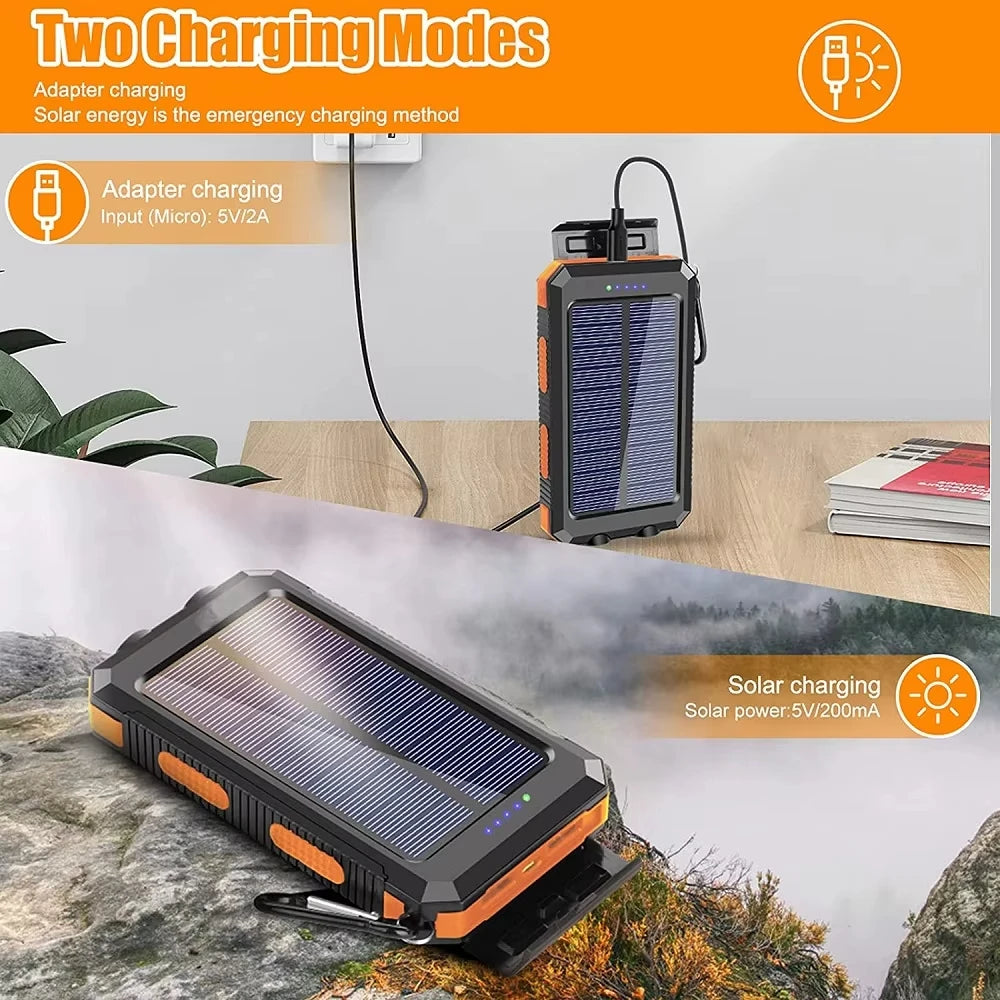 Solar Power Bank 80000mAh Portable Power Bank External Battery Fast Charging Strong Light LDE Light for All Smartphones