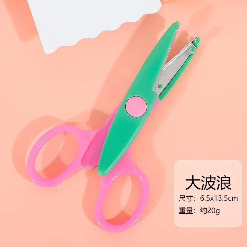 6pcs Scissors Wavy Pattern Paper Cutter Diy Handmade Tools Paper Craft Kawaii Card Photo Scissors 1pc Kids Gifts Office Supplies