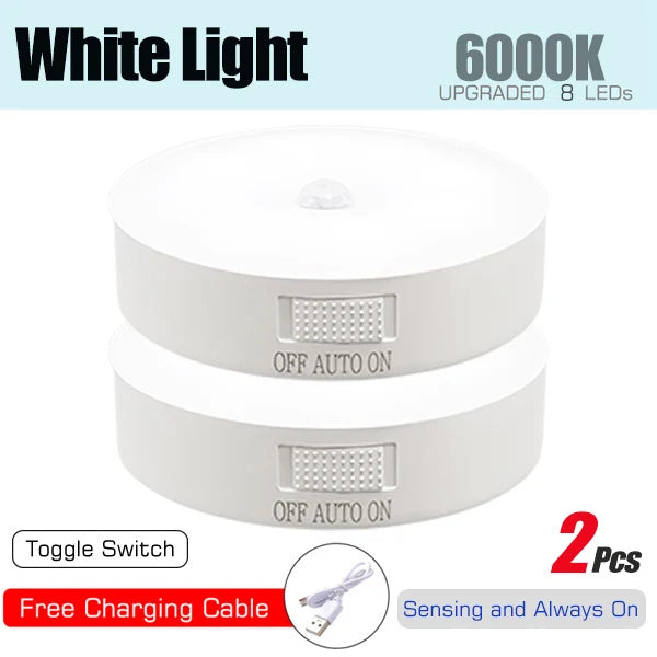 Motion Sensor Light USB Rechargeable Night Light LED Lamp for Kitchen Bedroom Stairs Hallway Cabinet Closet Wardrobe Nightlight