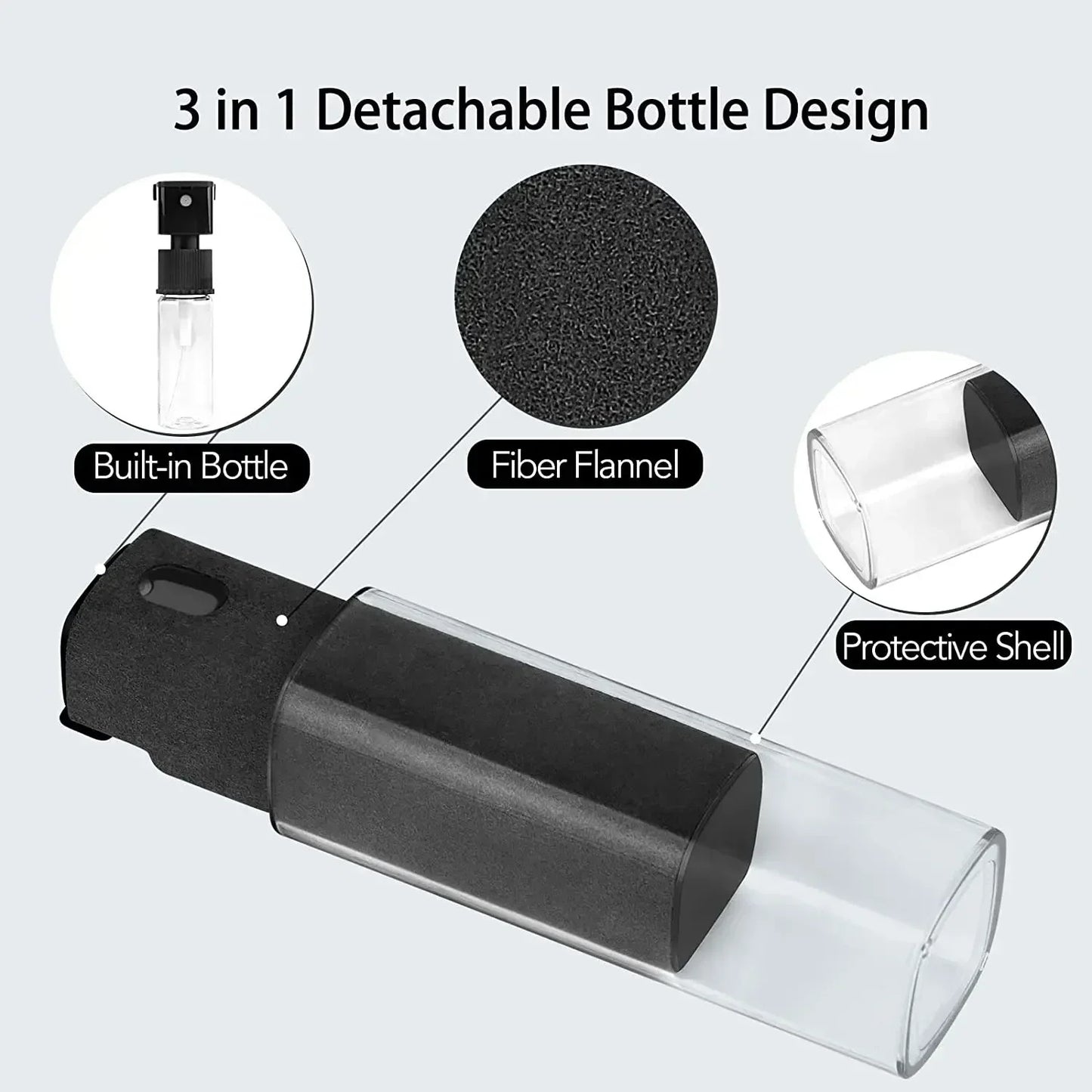 2 in 1 Mini Screen Cleaner Spray Bottle Portable Reusable Mobile Phone Tablet PC Laptop Screen Dust Remover Microfiber Cleaners