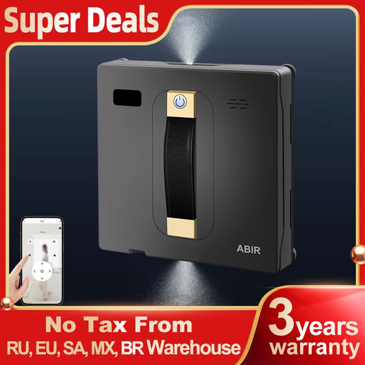 Robot Window Cleaner ABIR WD8,Dual Water Spray,Smart Memory,High Vacuum Suction, Laser Sensor, Home Wall Glass Cleaning Robot