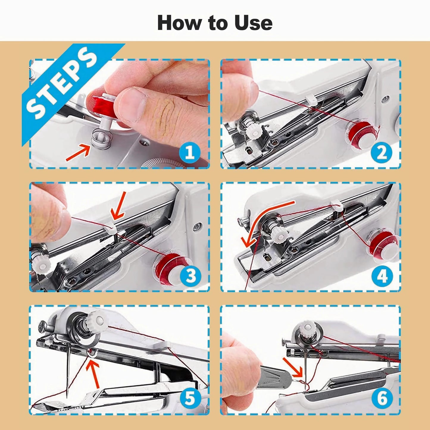 Mini Handheld Sewing Machine, Quick Sewing Portable Sewing Machine, Portable Sewing Machine Suitable for Home - White