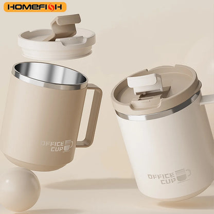 Double Wall Insulated 304 Stainless Steel Coffee Mug, Leak-Proof Travel Cup with Handle for Adults and Students