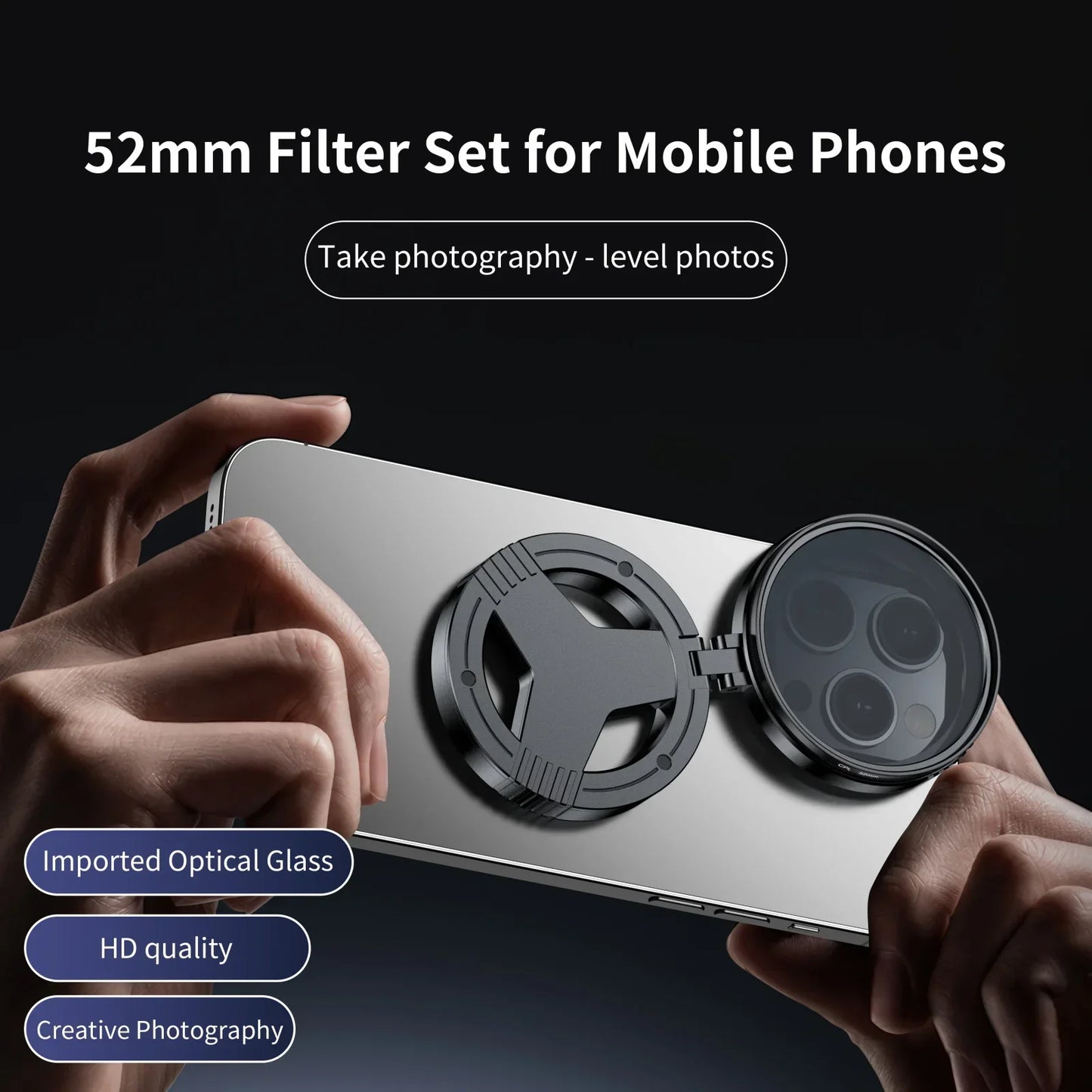 Magnetic Circular Universal Polarizer Camera Lens Clip 52MM CPL Filter Kit Professional Phone Camera Lens for Magsafe IPhone 16