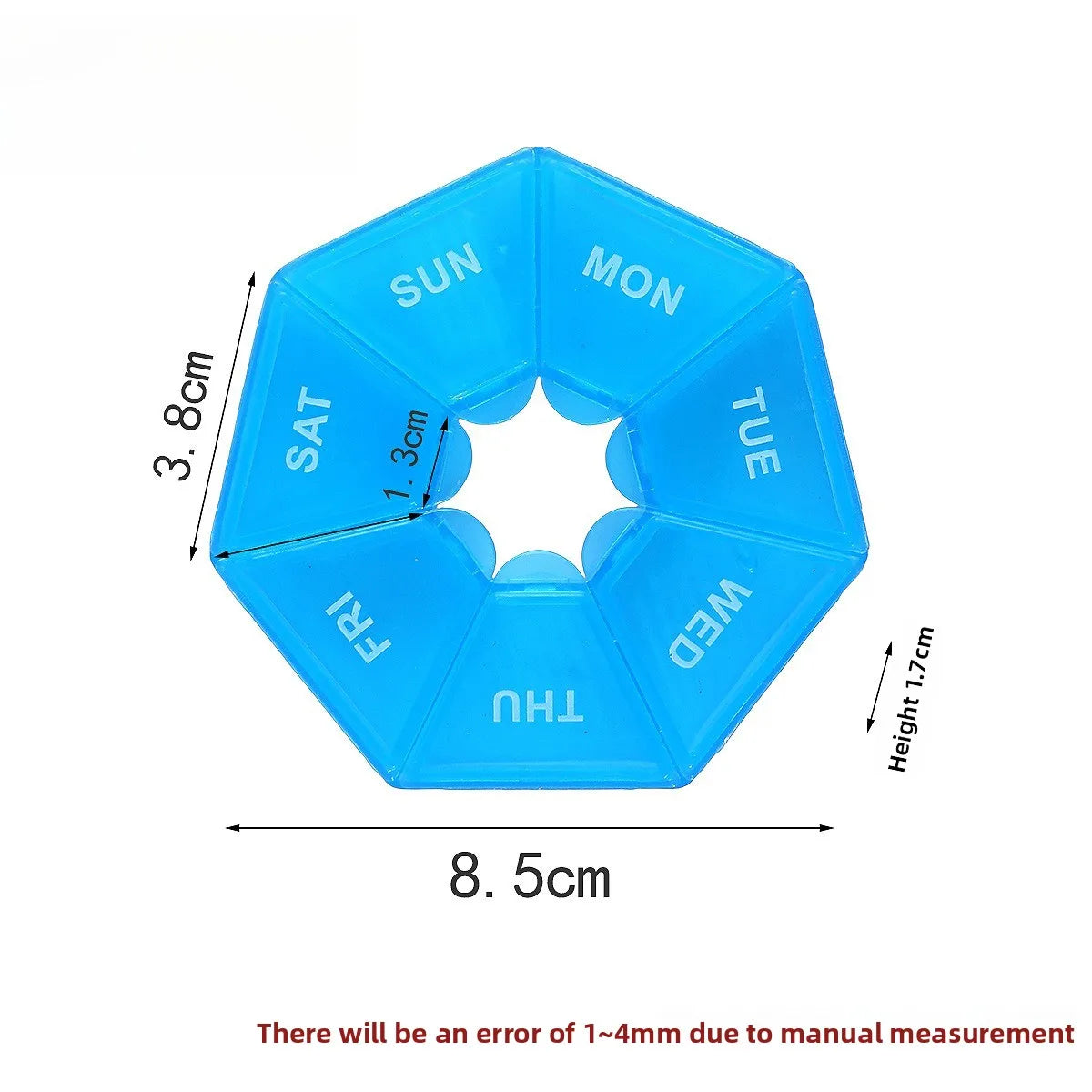 7 Compartments Weekly Pill Organizer Portable Plastic Mini 7 Day Medicine Box Small Pill Case Bulk