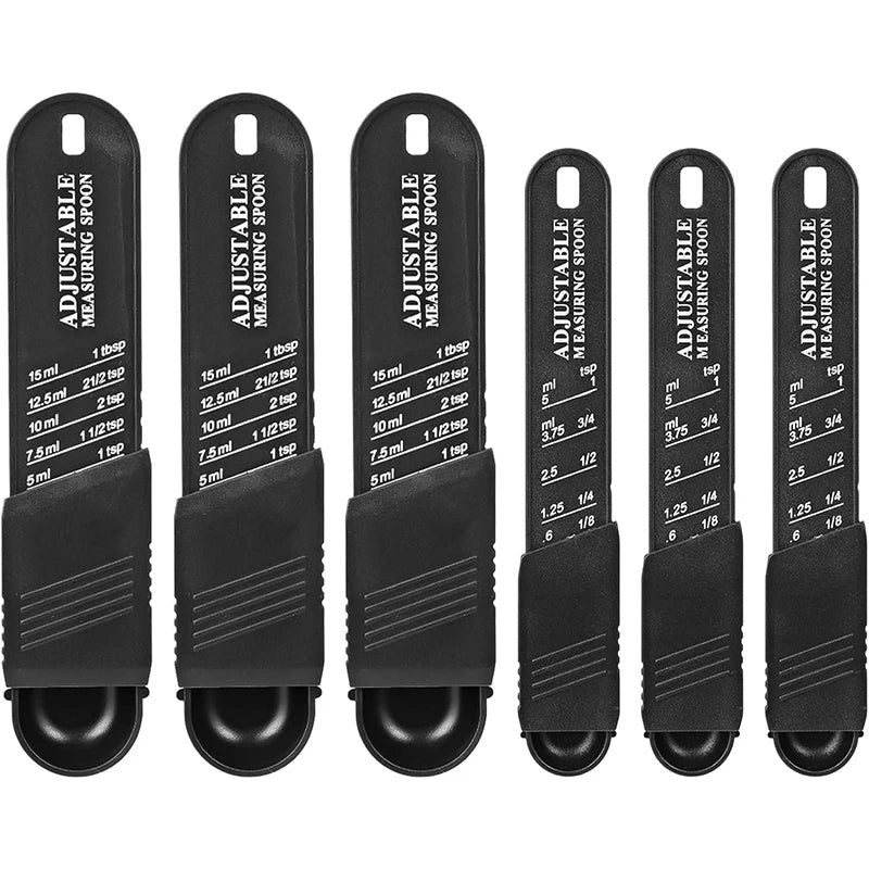 Adjustable Measuring Spoon Plastic Measuring Spoons Set with Adjustable Scale Kitchen Baking Tablespoon and Teaspoon Set JT576