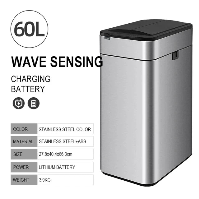 Smart Trash Can Kitchen Automatic Intelligent Sensor Bucket Garbage Dustbin Food Waste Wastebasket 15/20/30/40/50/60L