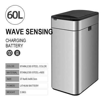 Smart Trash Can Kitchen Automatic Intelligent Sensor Bucket Garbage Dustbin Food Waste Wastebasket 15/20/30/40/50/60L