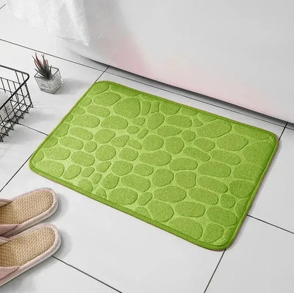 1pc Embossed Fiber Carpet, Bathroom Living Room Anti Slip Mat, Pebble Floor Mat, Household Items