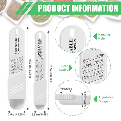 Adjustable Measuring Spoon Plastic Measuring Spoons Set with Adjustable Scale Kitchen Baking Tablespoon and Teaspoon Set JT576