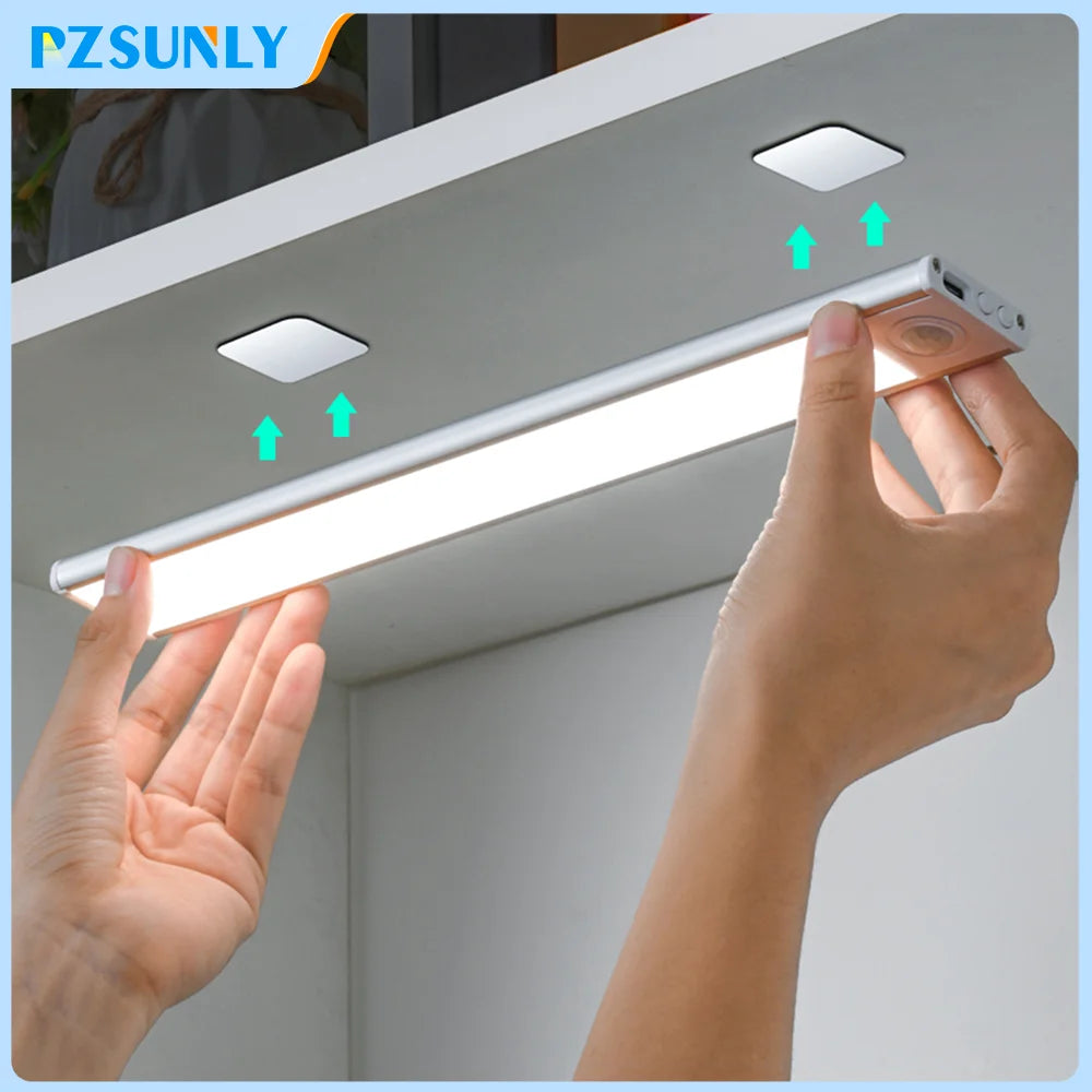LED Motion Sensor Light Night Light Wireless USB Under Cabinet Light For Kitchen Cabinet Bedroom Wardrobe Sensor Indoor Lighting