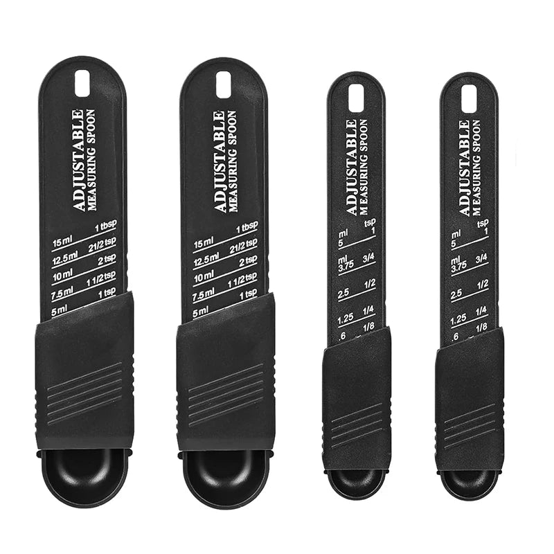 Adjustable Measuring Spoon Plastic Measuring Spoons Set with Adjustable Scale Kitchen Baking Tablespoon and Teaspoon Set JT576