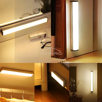 Motion Sensor Night Lights Wireless LED Lamp USB Rechargeable Magnetic For Wardrobe Room Closet Kitchen Aisle Tube Detector Bulb