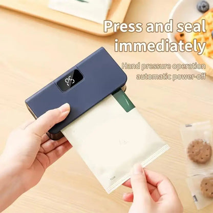 Portable Mini Bag Sealer with Cutter 6 Speed Adjustment LED Display No Preheating Food Storage Bag Heat Sealer