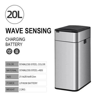 Smart Trash Can Kitchen Automatic Intelligent Sensor Bucket Garbage Dustbin Food Waste Wastebasket 15/20/30/40/50/60L