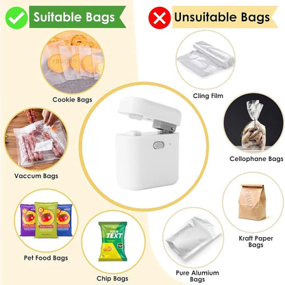 Plastic Bags Sealer Mini Bag Sealer Handheld Rechargeable Bag Sealer Machine Portable Resealer Machine Sealer for Plastic Bags
