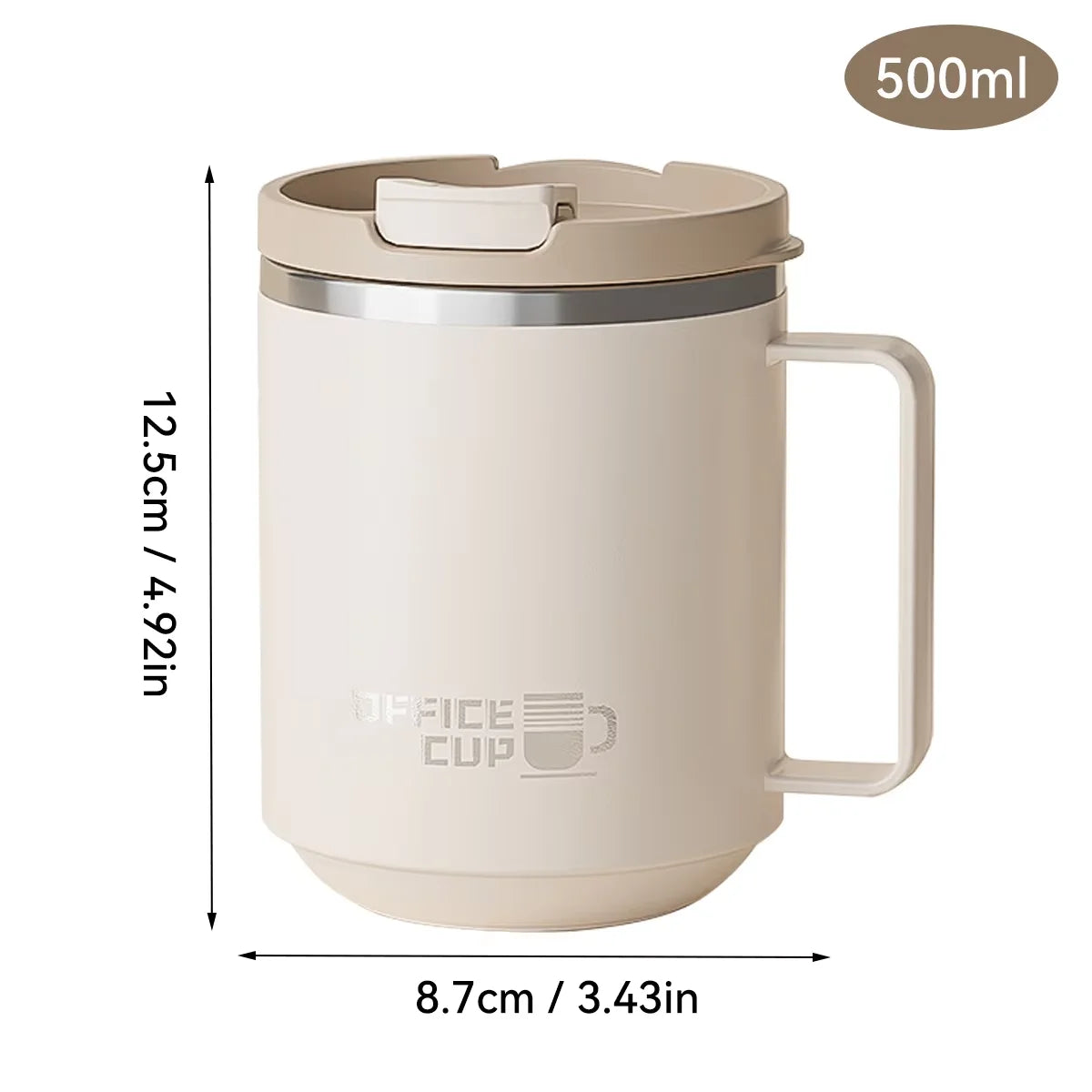 Double Wall Insulated 304 Stainless Steel Coffee Mug, Leak-Proof Travel Cup with Handle for Adults and Students