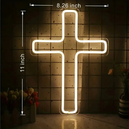 Jesus Cross Neon Signs, LED Neon Lights Signs for Church's Wall Decor, USB Powered Signs for Bedroom Home Wedding Celebrations