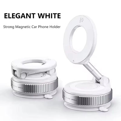 Strong Magnetic Car Phone Holder Foldable Magsafe Design 360° Adjustable Vacuum Mount for Car/Desk/Bathroom/Universal Use Metal
