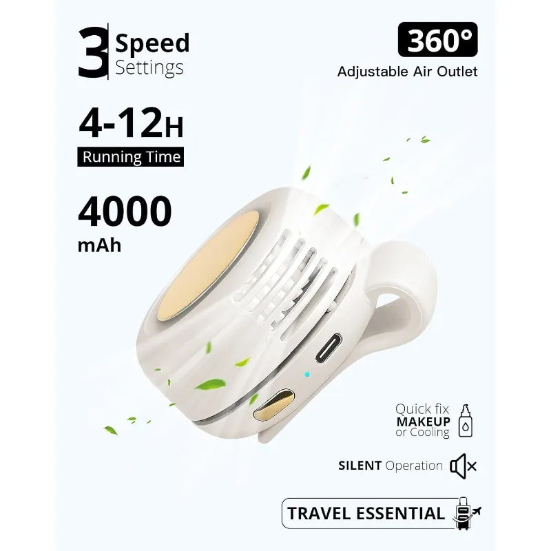Portable Silent Mini Bladeless Electric Fan Small fan Clip on Shirt Waist Mini Bladeless Fan Adjustable 3-Speed For Outdoor NEW