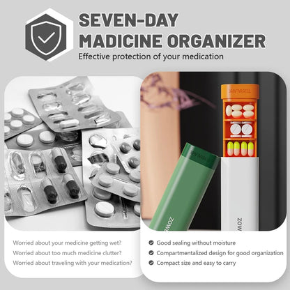 1pcs  Cute Weekly Pill Organizer 7-Day Daily Travel Pill Box Holder for Vitamins Medicines Supplements - Compact Size
