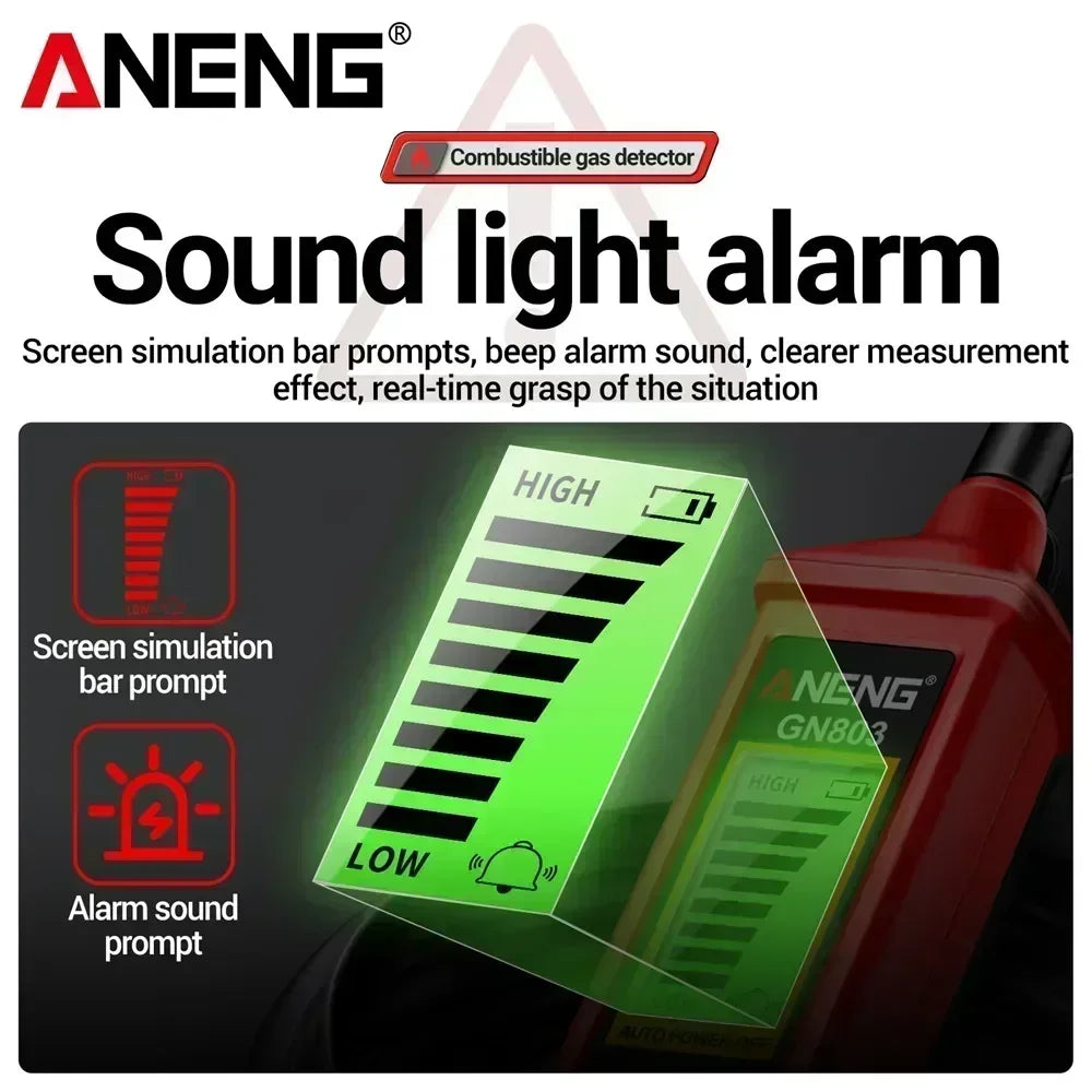 Handheld Gas Leak Detector ANENG GN803 Testers Methane Combustible Gas Detector Gases Concentration Analyzer Meter Leakage Tools
