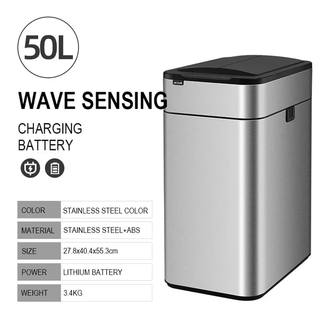 Smart Trash Can Kitchen Automatic Intelligent Sensor Bucket Garbage Dustbin Food Waste Wastebasket 15/20/30/40/50/60L