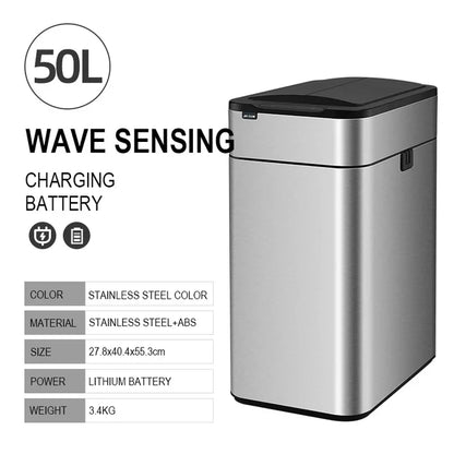 Smart Trash Can Kitchen Automatic Intelligent Sensor Bucket Garbage Dustbin Food Waste Wastebasket 15/20/30/40/50/60L