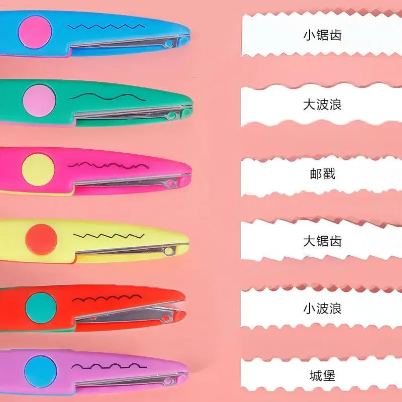 6pcs Scissors Wavy Pattern Paper Cutter Diy Handmade Tools Paper Craft Kawaii Card Photo Scissors 1pc Kids Gifts Office Supplies