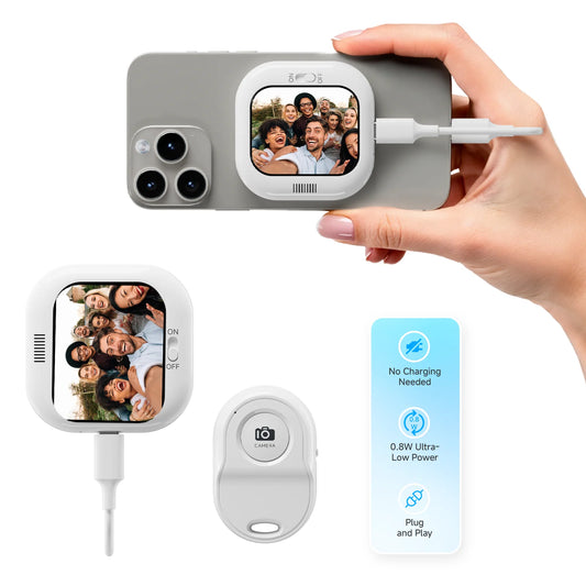 Mini Phone Vlog Selfie Display Screen, Used for Rear Camera Selfies/Logs/Live Streams, Compatible with iPhone Camera Display