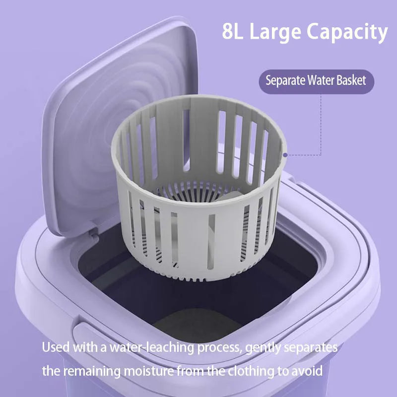 8L Mini Foldable Washing Machine Household Clothes Socks Underwear Cleaning Washer Travel Washing Machine With Spinning Dry