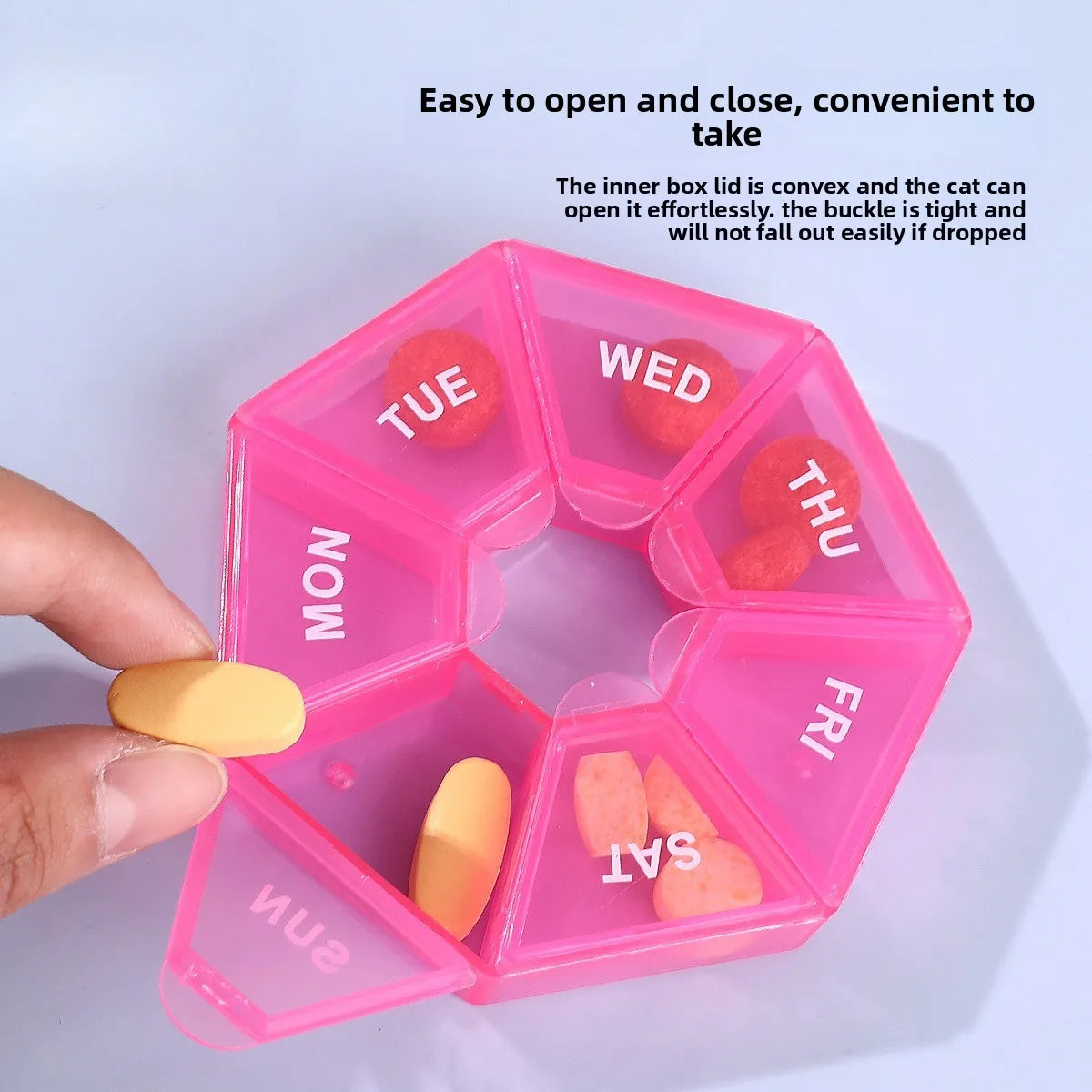 7 Compartments Weekly Pill Organizer Portable Plastic Mini 7 Day Medicine Box Small Pill Case Bulk