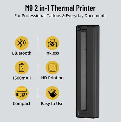 Portable Bluetooth Thermal Printer - Mini Wireless Printer for Tattoo Stencil & Document Printing, Equipped with Tattoo Paper +