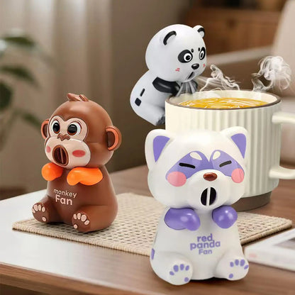 3 Speeds Cute Animal Mini Food Cooling Fan USB Rechargeable Portable Clip On Design Personal Food Fan Low Noise For Kids Aldult