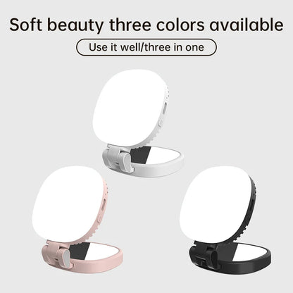 Magnetic Phone Selfie Light with Mirror, Rechargeable LED Ring Light, Black & White, Portable for Makeup, TikTok, Vlog & Video C