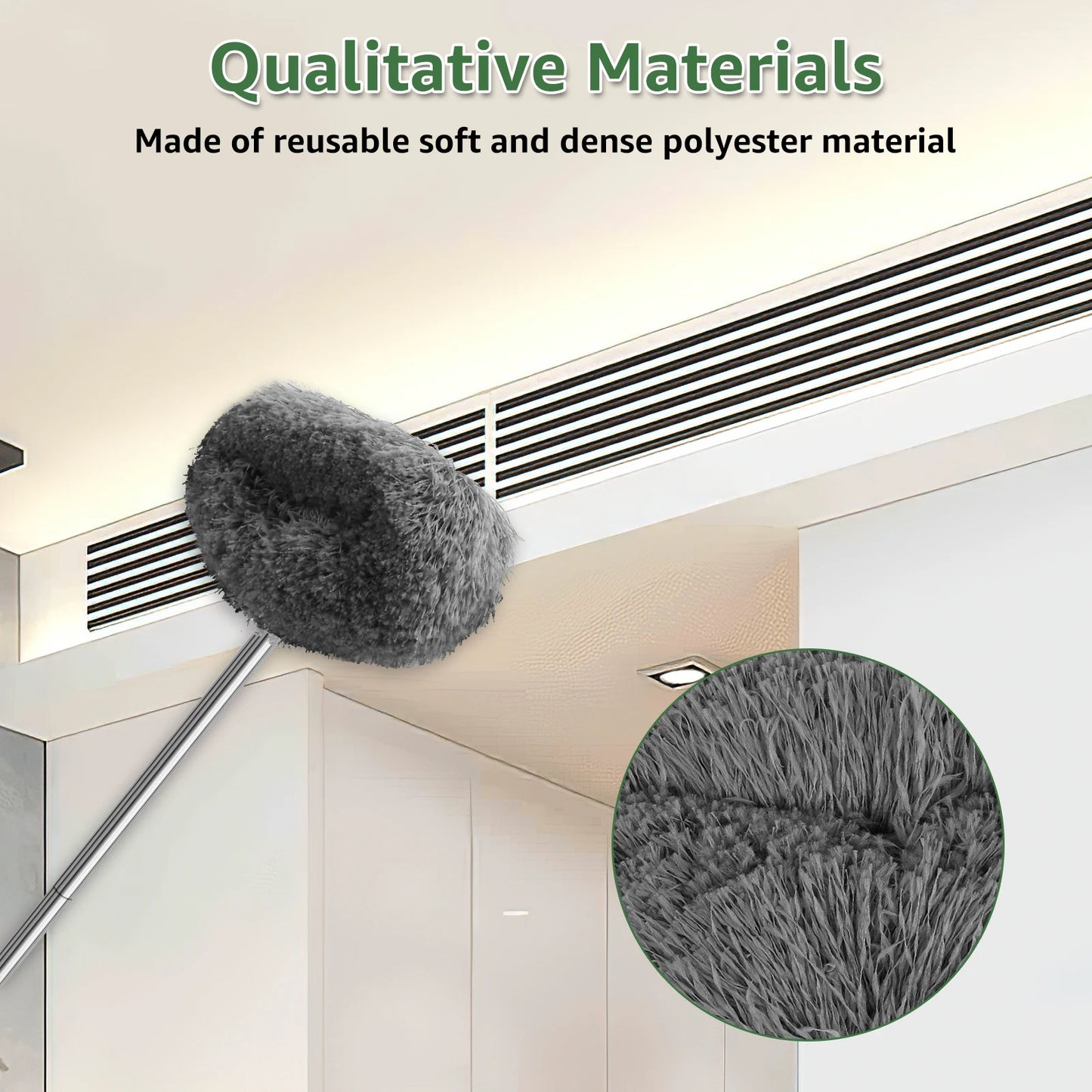 Ceiling Fan Cleaner Duster with 2 Detachable Dusting Head Ceiling Fan Blade Cleaner with Extension Pole Adjusts