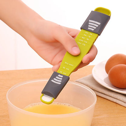 Adjustable Kitchen Scales Measure Cup with Double End Eight Stalls Measuring Spoon for Salt Soup Coffee Tea Powder