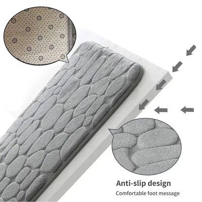 1pc Embossed Fiber Carpet, Bathroom Living Room Anti Slip Mat, Pebble Floor Mat, Household Items