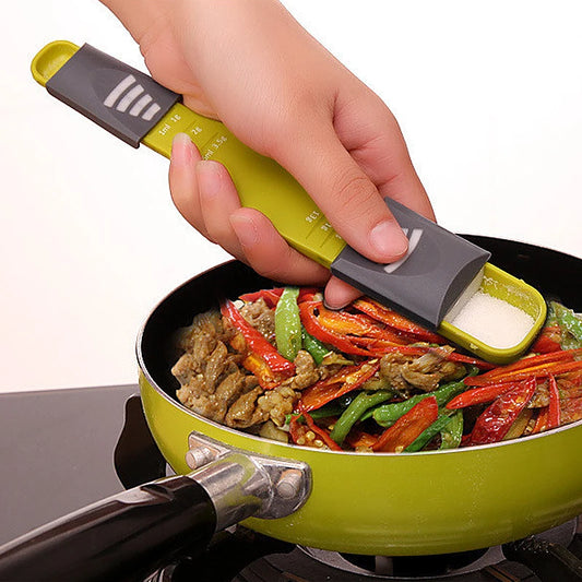 Adjustable Kitchen Scales Measure Cup with Double End Eight Stalls Measuring Spoon for Salt Soup Coffee Tea Powder