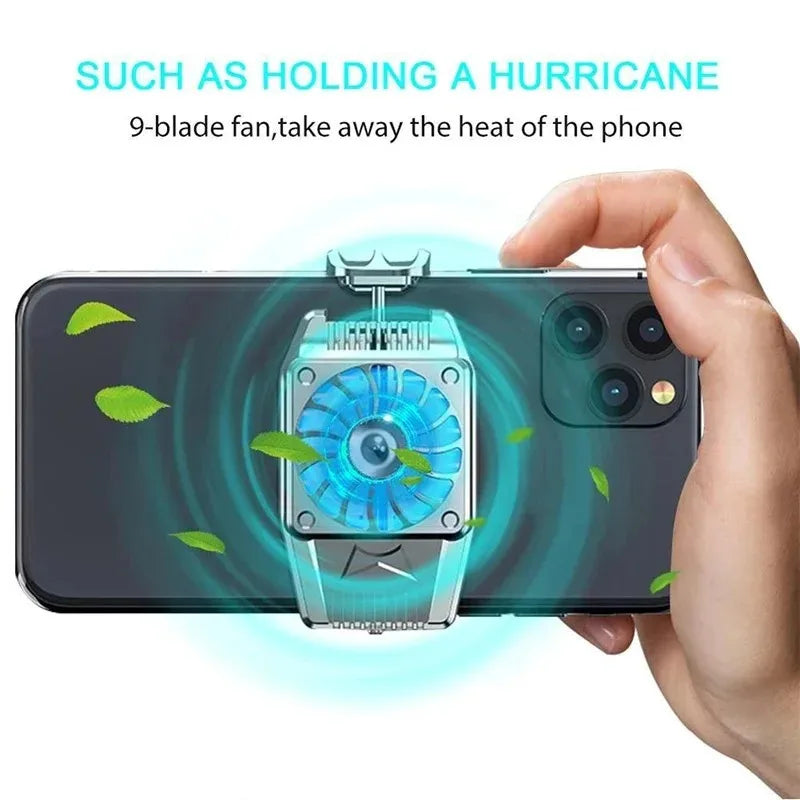 Semiconductor Phone Cooler Fast Cooling Radiator with Fan Low Noise For iPhone Android Gaming Live Streaming Mobile Phone Heat