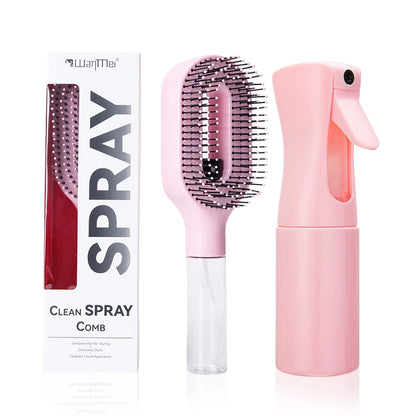 2-in-1 Spray Hair Brush Set Detangling Anti-Static Scalp Massage Comb with Continuous Mist Spray Bottle for Wet Dry Hair Styling