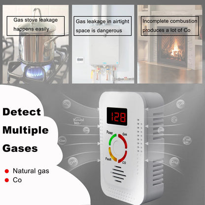 Natural Gas Detector 2in1 And Carbon Monoxide CO Detector, Combustible Gas Leak Detector Monitor For Co, Lpg, Methane In Kitchen